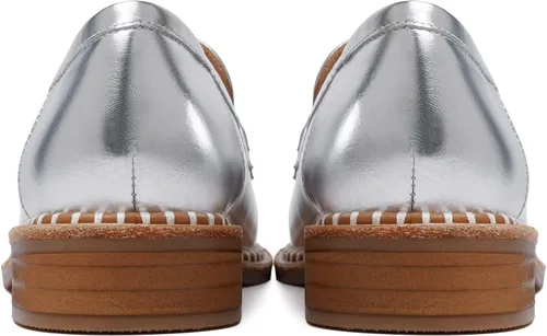 Miniatura 4 de FOGEENA Mocasines de cuero mate para mujer, estilo casual, sin cordones, punta redonda, tacón bajo grueso, zapatos de vestir de 1 pulgada