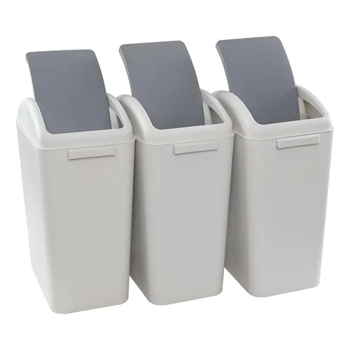 Miniatura 8 de Paquete de 3 botes de basura de 4.5 galones con tapa abatible, color negro Plastic Swing Lid Trash Can, Slim Narrow Body, Perfect For Bathroom