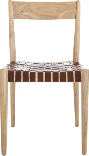 Miniatura 6 de SAFAVIEH Home Collection DCH1201C-SET2 - Silla de comedor de cuero tejido para sala de estar, color negro y natural