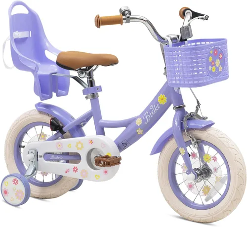Miniatura 9 de Bixike Girls Bike with Basket for Toddlers and Kids Aged 3-14 Years Old, 12 14 16 18 Inch with Training Wheels & Doll Seat, 20 Inch with Kickstand &