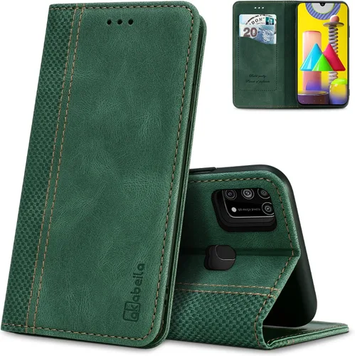 Miniatura 21 de AKABEILA Para Samsung A5 2017 Cartera Funda de Tarjeta de Crédito Titular Cierre Magnético Kickstand PU Cuero A Prueba de Golpes Flip Folio Libro