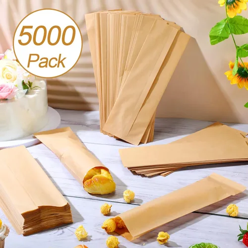 Miniatura 4 de 5000 bolsas de almuerzo de papel kraft, bolsas desechables de pretzel, bolsas de papel kraft a prueba de aceite, fundas de cubiertos para utensilios