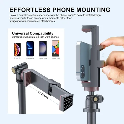 Miniatura 2 de Selfie Stick & Tripod LINCO, integrado, resistente, ligero, control remoto Bluetooth para dispositivos Apple y Android, pies de trípode separables