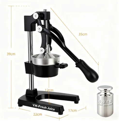 Miniatura 3 de Exprimidor de hierro fundido ultra premium, extra grande, resistente, grado comercial, prensa manual de acero inoxidable, exprimidor de cítricos
