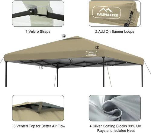 Miniatura 75 de KAMPKEEPER Cubierta de Repuesto Superior para Carpa Toldo Emergente con Ventilación de Aire y Correa Elástica Ajustable, Poliéster Resistente a Azul