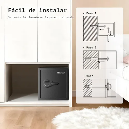 Miniatura 7 de Caja de seguridad Bonsaii, caja de seguridad grande de 1.2 pies cúbicos para documentos, nuevo tipo de cerradura con teclado digital, estante