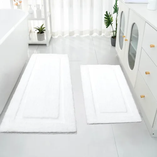 Miniatura 14 de SHACOS Juego de alfombras pequeñas de baño de 2 piezas con tapetes de baño en forma de U, tapetes de inodoro de 16x24 + 20x24 pulgadas, tapetes