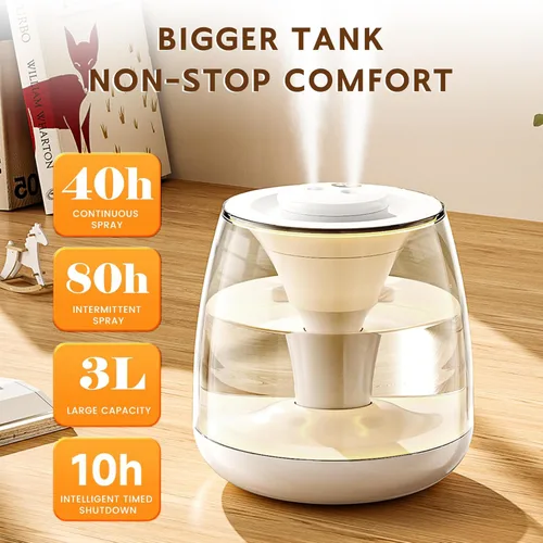 Miniatura 2 de Humidificadores para dormitorio, 3 L de llenado superior de niebla fría 40 horas de tiempo súper largo, 23 dB silencioso, humidificador de bebé