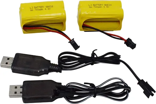 Miniatura 7 de Blomiky Paquete de 2 baterías F3 4.8V 700mAh AA Nicd tipo cuadrado SM-2P enchufe y cable USB para HY800 F1 F3 RC barco y RC Bus RC Autobús escolar