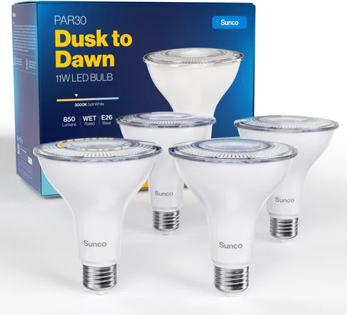 Miniatura 10 de Sunco - Paquete de 4 bombillas LED PAR30 del anochecer al amanecer, 850 lúmenes, 11 W, 4000 K blanco frío, no regulable, E26, bombilla de inundación