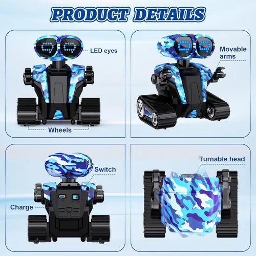 Miniatura 3 de MindPal Juguetes Robot Recargables RC Robots para Niños con Ojos LED Auto-Demostración Baile y Canto Control Remoto Robots Emo para Niños y Niñas
