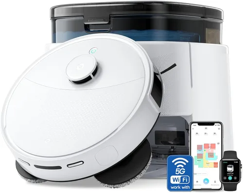Lefant Aspiradora robot M3, lavado automático de trapeador, succión de 12000 Pa, auto vaciado y rellenado, elevación de fregona de 0.354 in,