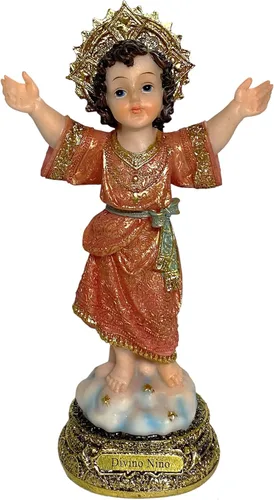 Gigi's Classy Kids Figura de estatua de niño sagrado de 8 pulgadas Imagen Divino Nino Estatua Religiosa Regalo Arte, Rosa Caliente