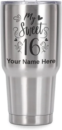 Miniatura 41 de LaserGram Taza aislada al vacío de 20 onzas, My Sweet 16, grabado personalizado incluido (gris)