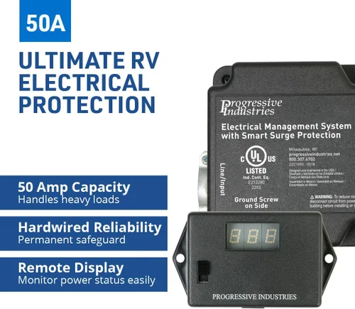 Miniatura 2 de Progressive Industries EMS-HW50C - Protector de sobretensiones para autocaravana resistente, negro, 50 amperios