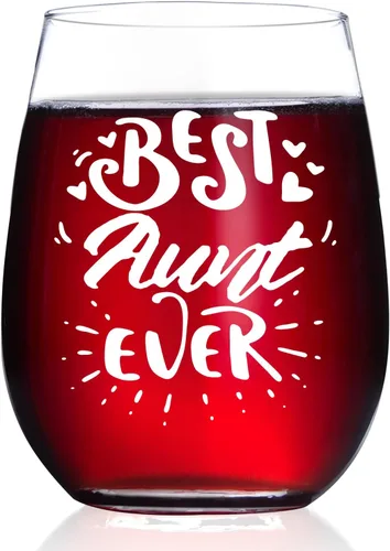 Regalos para tía de sobrina sobrino – Best Aunt Ever Christmas, cumpleaños, Día de la Madre regalos para tía, tía nueva, copa de vino de 15 onzas