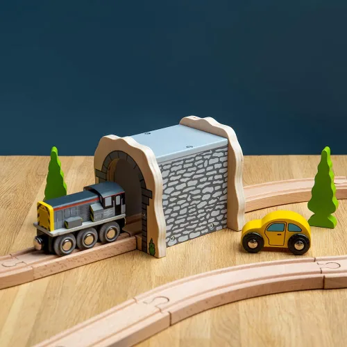 Miniatura 4 de Bigjigs Rail Túnel de piedra gris: otras marcas principales de rieles de madera son compatibles
