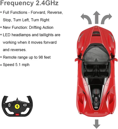 Miniatura 7 de Coche de juguete Ferrari con control remoto RASTAR 1:14 Ferrari LaFerrari Aperta RC Drift Car