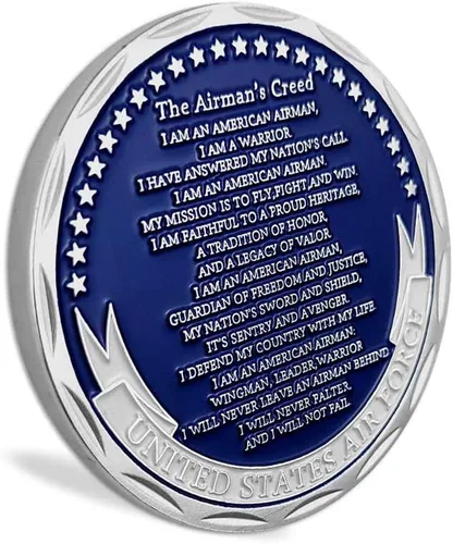 Miniatura 3 de Moneda de desafío militar de la Fuerza Aérea de los Estados Unidos Airman's Creed, regalo coleccionable para veteranos