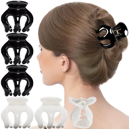 RC ROCHE - 6 pinzas para el pelo de pulpo para mujer, estilo francés, grueso, rizado, largo, ondulado, antideslizantes, agarre ancho, redondo,