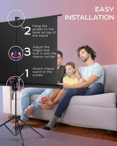 Miniatura 6 de Pantalla de Proyector con Soporte de 60 Pulgadas - Pantalla de Proyección para Interiores y Exteriores para Películas o Presentaciones de Oficina