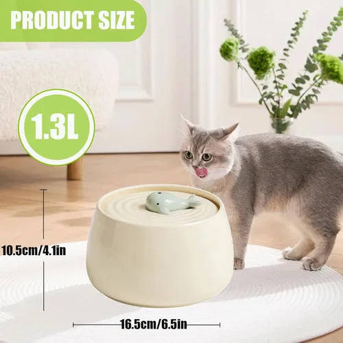 Miniatura 5 de Cuencos de cerámica para alimentación y bebida de mascotas, fuente de agua para gatos de 1.3 L/44 onzas, fuente de agua para gatos y perros