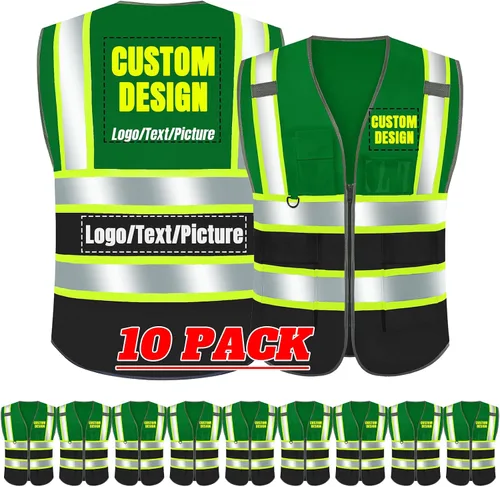 Miniatura 28 de BeautyWill Chaleco de seguridad con logotipo personalizado Class2 Chaleco reflectante de alta visibilidad con bolsillos y cremallera chaleco