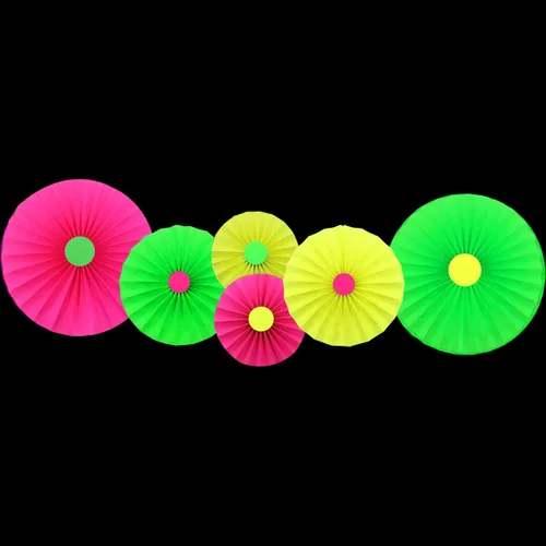 Miniatura 12 de Serpentinas de guirnalda de papel de neón redondas UV de 115 pies, decoraciones de luz negra para suministros de fiestas que brillan y decoraciones