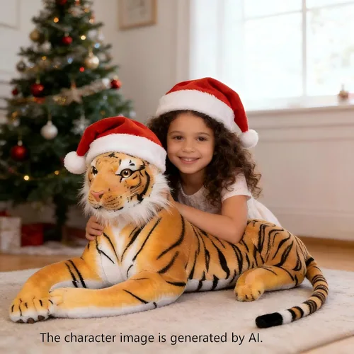 Miniatura 2 de Animal de peluche grande de tigre blanco - Juguete de peluche - Animal de peluche gigante de tigre blanco de 27 pulgadas (excluyendo la cola)