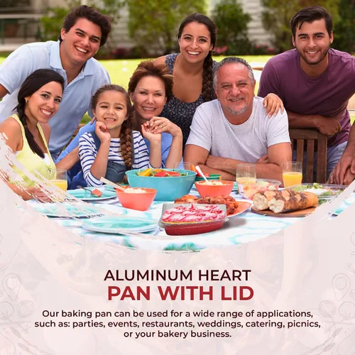 Miniatura 6 de KitchenDance - Molde de aluminio desechable en forma de corazón con tapa de cúpula a presión, sartén de papel de aluminio de 8 pulgadas perfecto
