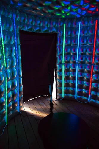 Miniatura 5 de Cabina de fotos LED inflable redonda de 10 pies de diámetro con 24 tubos de luz LED y soplador de aire inflable para cabina de fotos para bodas