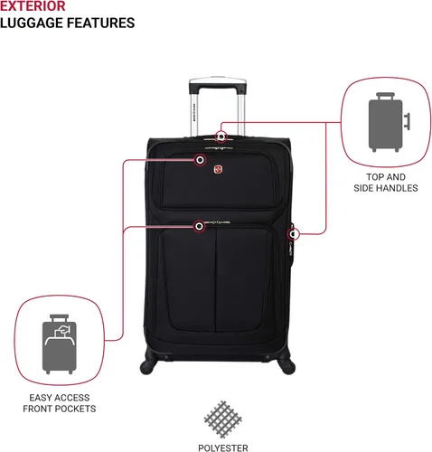 Miniatura 3 de SwissGear, Negro, 3 Piece Set (212527), Equipaje Sion Softside con ruedas giratorias