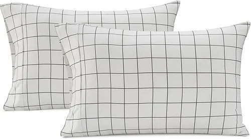 Miniatura 15 de Lane Linen Juego de 2 fundas de almohada 100 % de algodón, tamaño estándar, se adapta a almohadas estándar y Queen, fundas de almohada lujosas