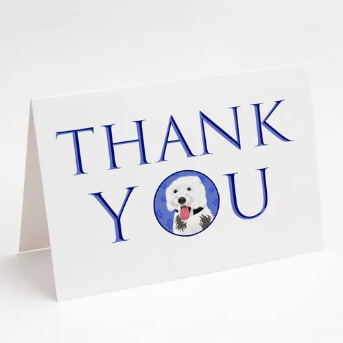 Miniatura 149 de Caroline's Treasures CK8919GCA7P - Tarjetas de felicitación y sobres de agradecimiento tricolor #1, diseño de pastor australiano, color negro, Blanco