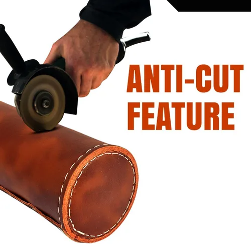 Miniatura 5 de AP-LEATHER PRO-14 - Bolsa para barra de soldadura de cuero de grano superior, soporte para varilla de soldadura/electrodo, contenedor de Leminación