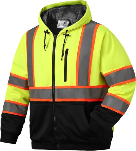 Miniatura 8 de SKSAFETY Hi Vis - Sudaderas con capucha de seguridad para el trabajo para hombre, chaqueta con capucha reflectante de alta visibilidad de clase 3