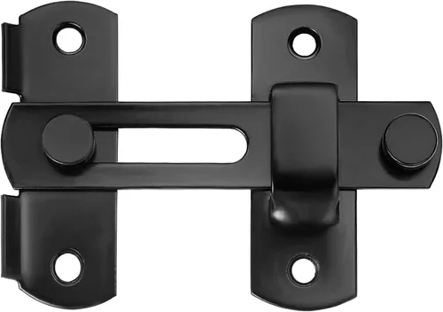 Miniatura 6 de INIRET Paquete de 5 pestillos para puerta de granero, 3.93 x 2.75 pulgadas, de acero inoxidable, color negro, cerraduras de puerta abatibles