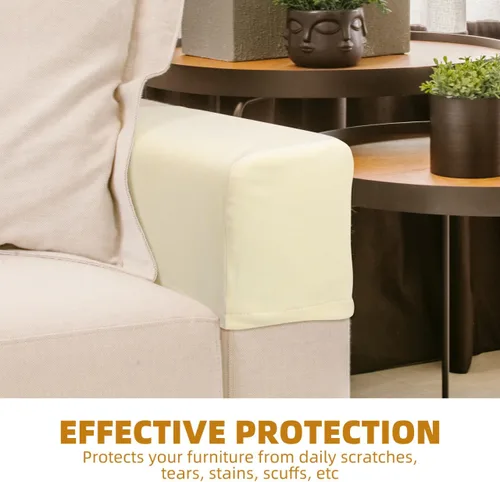 Miniatura 9 de BESPORTBLE 2 fundas de tela elástica para reposabrazos de sofá, fundas para reposabrazos de sillón, antimanchas, lavable, protector de muebles Beige