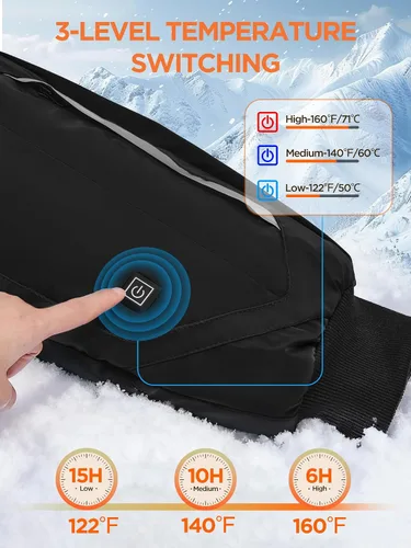 Miniatura 2 de Bolsa de calentador de manos con calefacción, manopla eléctrica de calentamiento de 3 etapas, banco de energía portátil recargable de 10000 mAh