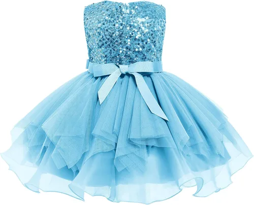 Miniatura 3 de Vestidos de niña de flores sin mangas de lentejuelas hinchado vestido de tul de la boda de la dama de honor del concurso bautismo cumpleaños vestido