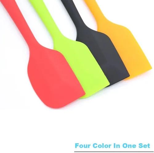 Espátula de silicona de 4 piezas, espátulas de goma antiadherentes resistentes al calor con núcleo de acero inoxidable Rojo/Verde/Negro/Naranja