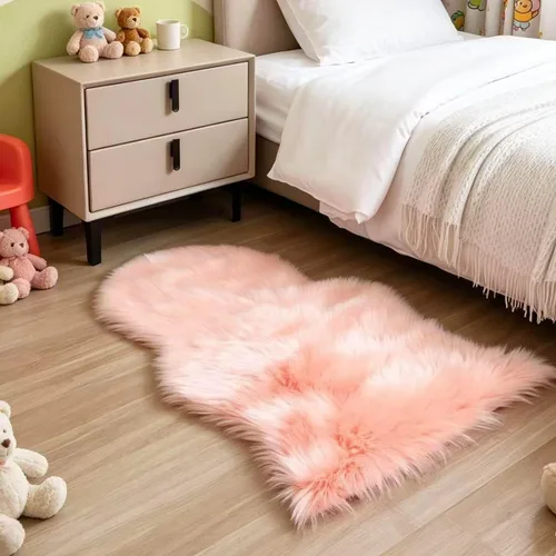 Miniatura 19 de Alfombra de piel sintética de 2 x 6 pies, color beige, lavable a máquina, súper suave, esponjosa, alfombra de piel de oveja mullida para dormitorio