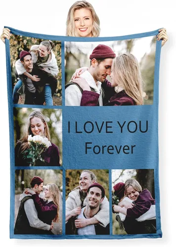 Miniatura 14 de Manta personalizada, manta personalizada, mantas de bebé para niñas y niños con collage de 1 a 9 fotos, cumpleaños para papá, mamá, niños, perros, 1