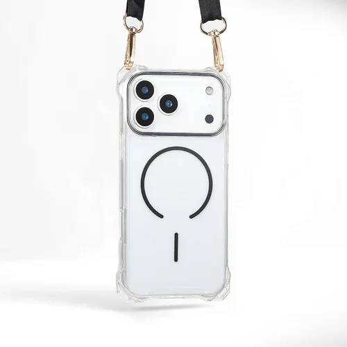 Miniatura 15 de Funda Magnética Cruzada para iPhone 17 Pro, Naranja, Marco Suave Magnético Transparente PC Trasero A Prueba de Golpes Funda Protectora para Teléfono