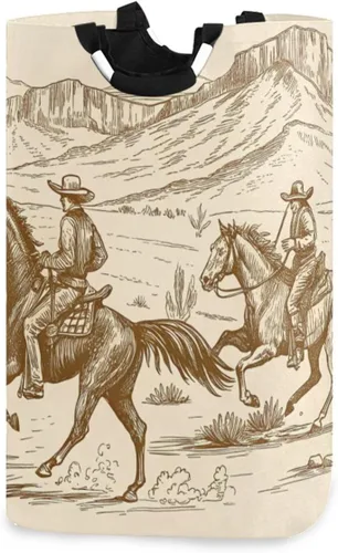 Cesto de lavandería con asa de vaquero del desierto occidental, cesta plegable para ropa sucia, organizador de lavandería grande