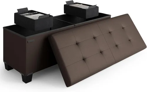 Miniatura 73 de Cubo otomano de almacenamiento con cubo pequeño, otomana cuadrada de 15 pulgadas con almacenamiento para sala de estar y dormitorio, reposapiés