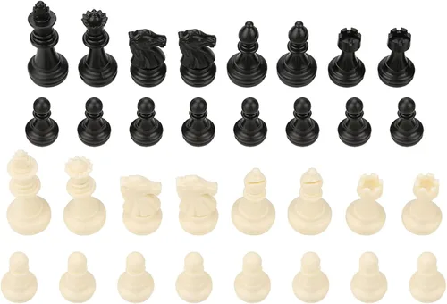 Miniatura 2 de Juego completo de 32 piezas de ajedrez en blanco y negro internacional, 32 piezas de ajedrez estándar de repuesto, piezas de ajedrez de plástico