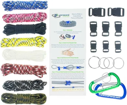 Miniatura 9 de Pulsera y kit de proyecto de paracaídas – 550 cuerdas de paracaídas, hebillas, mosquetones, llaveros