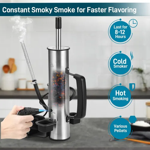 Miniatura 4 de EUTRKei Generador de humo frío para parrilla ahumadora Traeger, tubo de humo eléctrico inalámbrico con bomba de aire, ahumado en frío para queso