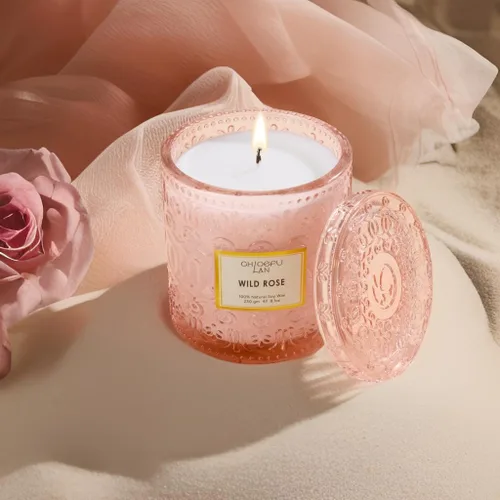 Miniatura 6 de Vela de Rosa Silvestre, Velas de Regalo para el Día de la Madre para Mujeres, Vela de Lujo en Frasco para Aromatizar el Hogar, Cera de Soja Natural